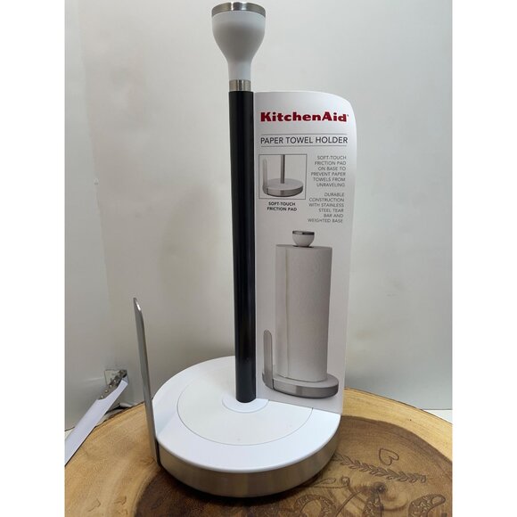 KitchenAid White Paper Towel Holder With Soft-Touch Friction Pad & Weighted base - Picture 3 of 8